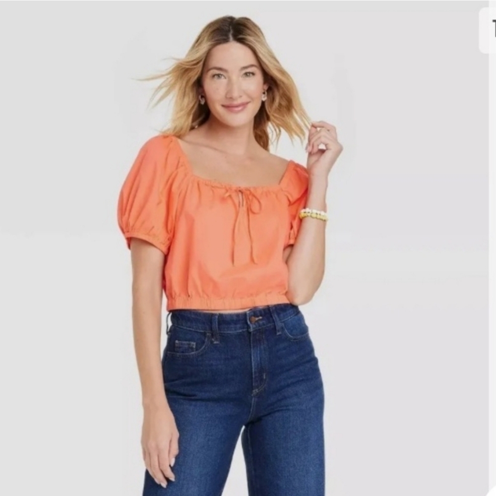 Orange Peasant Blouse